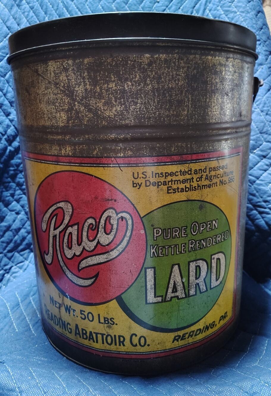Vintage 50 lb Metal LARD tin